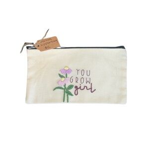 Floral Canvas Pouch with Positive Message​